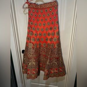 Peach Pink lehenga with blouse and dupata (mirror Work)